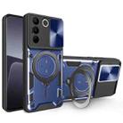 For vivo S16 / S16 Pro / V27 5G CD Texture Sliding Camshield Magnetic Holder Phone Case(Blue) - 1