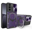 For vivo S16 / S16 Pro / V27 5G CD Texture Sliding Camshield Magnetic Holder Phone Case(Purple) - 1