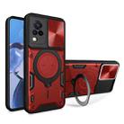 For vivo V21 CD Texture Sliding Camshield Magnetic Holder Phone Case(Red) - 1