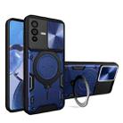 For vivo V23 5G / S12 5G CD Texture Sliding Camshield Magnetic Holder Phone Case(Blue) - 1