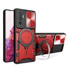 For vivo V23e 4G / 5G Global CD Texture Sliding Camshield Magnetic Holder Phone Case(Red) - 1