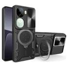 For vivo iQOO Z9s 5G CD Texture Sliding Camshield Magnetic Holder Phone Case(Black) - 1