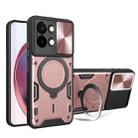 For vivo Y28 4G CD Texture Sliding Camshield Magnetic Holder Phone Case(Pink) - 1