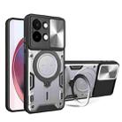 For vivo Y28 4G CD Texture Sliding Camshield Magnetic Holder Phone Case(Silver) - 1