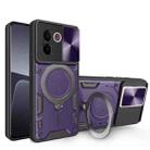 For vivo V30e 5G Global CD Texture Sliding Camshield Magnetic Holder Phone Case(Purple) - 1