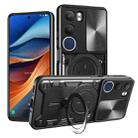For vivo Y19s 4G CD Texture Sliding Camshield Magnetic Holder Phone Case(Black) - 1