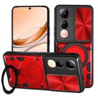 For vivo V50 Lite 4G CD Texture Sliding Camshield Magnetic Holder Phone Case(Red) - 1