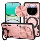 For vivo Y300 Pro CD Texture Sliding Camshield Magnetic Holder Phone Case(Pink) - 1