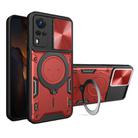 For vivo Y51 2020 / Y31 CD Texture Sliding Camshield Magnetic Holder Phone Case(Red) - 1