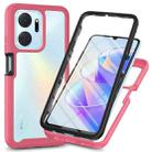 For Honor X7a Starry Sky Full Body Hybrid Shockproof Phone Case with PET Film(Frosted Pink) - 1