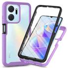 For Honor X7a Starry Sky Full Body Hybrid Shockproof Phone Case with PET Film(Purple) - 1