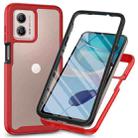 For Motorola Moto G53 Starry Sky Full Body Hybrid Shockproof Phone Case with PET Film(Red) - 1