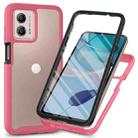 For Motorola Moto G53 Starry Sky Full Body Hybrid Shockproof Phone Case with PET Film(Frosted Pink) - 1