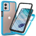 For Motorola Moto G53 Starry Sky Full Body Hybrid Shockproof Phone Case with PET Film(Sky Blue) - 1