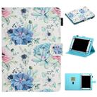 For 7 inch Universal Tablet PC Flower Pattern Horizontal Flip Leather Case with Card Slots & Holder(Blue Flower On White) - 1