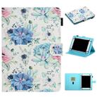 For 10 inch Universal Tablet PC Flower Pattern Horizontal Flip Leather Case with Card Slots & Holder(Blue Flower On White) - 1