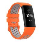 For Fitbit Charge 4 / Charge 3 / Charge 3 SE Watch Button Two Colors Silicone Replacement Strap Watchband(Orange Grey) - 1