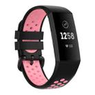 For Fitbit Charge 4 / Charge 3 / Charge 3 SE Watch Button Two Colors Silicone Replacement Strap Watchband(Black Pink) - 1