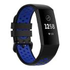 For Fitbit Charge 4 / Charge 3 / Charge 3 SE Watch Button Two Colors Silicone Replacement Strap Watchband(Black Blue) - 1