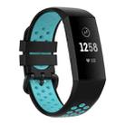 For Fitbit Charge 4 / Charge 3 / Charge 3 SE Watch Button Two Colors Silicone Replacement Strap Watchband(Black Teal) - 1