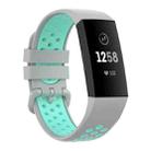 For Fitbit Charge 4 / Charge 3 / Charge 3 SE Watch Button Two Colors Silicone Replacement Strap Watchband(Grey Teal) - 1