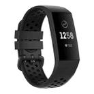 For Fitbit Charge 4 / Charge 3 / Charge 3 SE Watch Button Two Colors Silicone Replacement Strap Watchband(Coal Black + Black) - 1