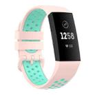 For Fitbit Charge 4 / Charge 3 / Charge 3 SE Watch Button Two Colors Silicone Replacement Strap Watchband(Light Pink Teal) - 1