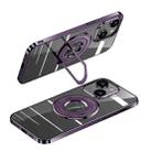 For iPhone 14 MagSafe Magnetic Holder Plating PC Phone Case(Purple) - 1