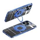 For iPhone 14 Pro MagSafe Magnetic Holder Plating PC Phone Case(Blue) - 1