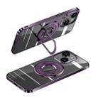 For iPhone 14 Pro MagSafe Magnetic Holder Plating PC Phone Case(Purple) - 1