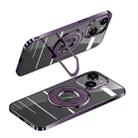 For iPhone 13 Pro Max MagSafe Magnetic Holder Plating PC Phone Case(Purple) - 1