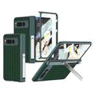 For Google Pixel Fold GKK Integrated Woven Folding Hinge Leather Phone Case with Holder(Green) - 1