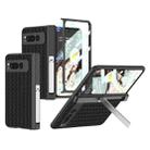 For Google Pixel Fold GKK Integrated Woven Folding Hinge Leather Phone Case with Holder(Black) - 1