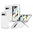 For Google Pixel Fold GKK Integrated Woven Folding Hinge Leather Phone Case with Holder(White) - 1