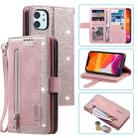 For iPhone 11 Nine Card Zipper Bag Horizontal Flip Leather Case With Holder & Card Slots & Photo Frame & Wallet(Pink) - 1