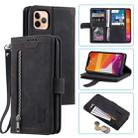 For iPhone 11 Pro Max Nine Card Zipper Bag Horizontal Flip Leather Case With Holder & Card Slots & Photo Frame & Wallet(Black) - 1