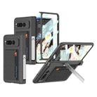 For Google Pixel Fold GKK Integrated Fold Hinge Full Coverage Phone Case with Card Bag(Carbon Fibre Black) - 1