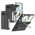 For Google Pixel Fold GKK Integrated Fold Hinge Full Coverage Phone Case with Wrist Strap(Carbon Fibre Black) - 1