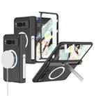 For Google Pixel Fold GKK Integrated Magsafe Fold Hinge Full Coverage Leather Phone Case with Holder(Black) - 1