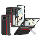 For Google Pixel Fold GKK Integrated Contrast Color Fold Hinge Leather Phone Case with Holder(Red) - 1