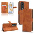 For Honor 90 Pro Skin Feel Magnetic Flip Leather Phone Case(Brown) - 1