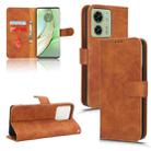 For Motorola Edge 40 Skin Feel Magnetic Flip Leather Phone Case(Brown) - 1