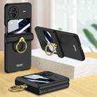 For vivo X Flip GKK Hinged Flip Phone Case with Ring Holder(Black) - 1