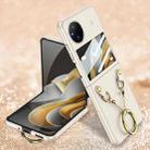 For vivo X Flip GKK Integrated Necklace Hinged Flip Phone Case with Ring Holder(White) - 1