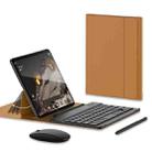 For Google Pixel Fold GKK Gear Adjustment Bluetooth Keyboard with Pen + Mouse + Leather Case(Brown) - 1
