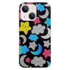 For iPhone 13 PC + TPU Dual-side Laminating IMD Phone Case(Black Star Moon) - 1