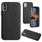 For iPhone X / XS Leather Texture Full Coverage Phone Case(Black) - 1