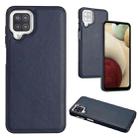 For Samsung Galaxy A12 4G / M12 Leather Texture Full Coverage Phone Case(Blue) - 1