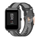 For Amazfit Bip Lite Version 1S / Bip S 20mm Nylon Denim Canvas Replacement Strap Watchband(Gray Stripe) - 1