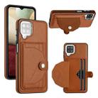 For Samsung Galaxy A12 4G / M12 Shockproof Leather Phone Case with Card Holder(Brown) - 1